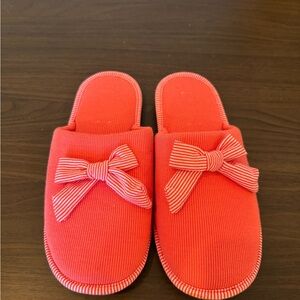 Orange Slippers with Bow Accent